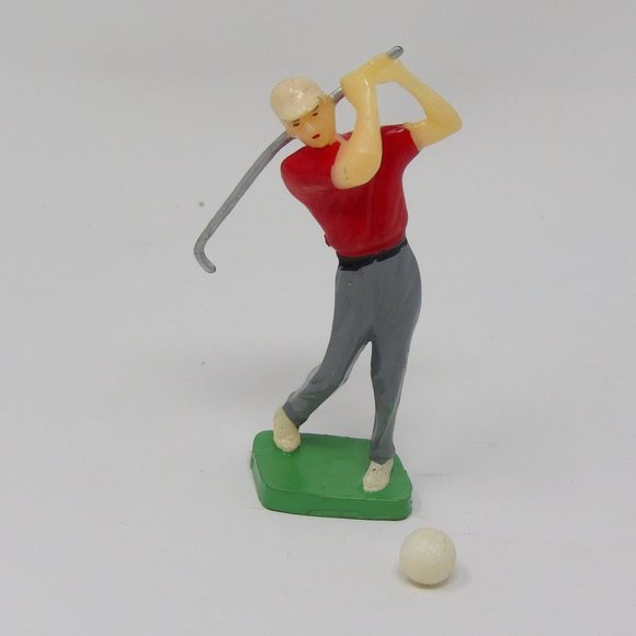 Vintage Golfer in Red Shirt & Golf Ball Cake Toppers 4" - Picture 9 of 10